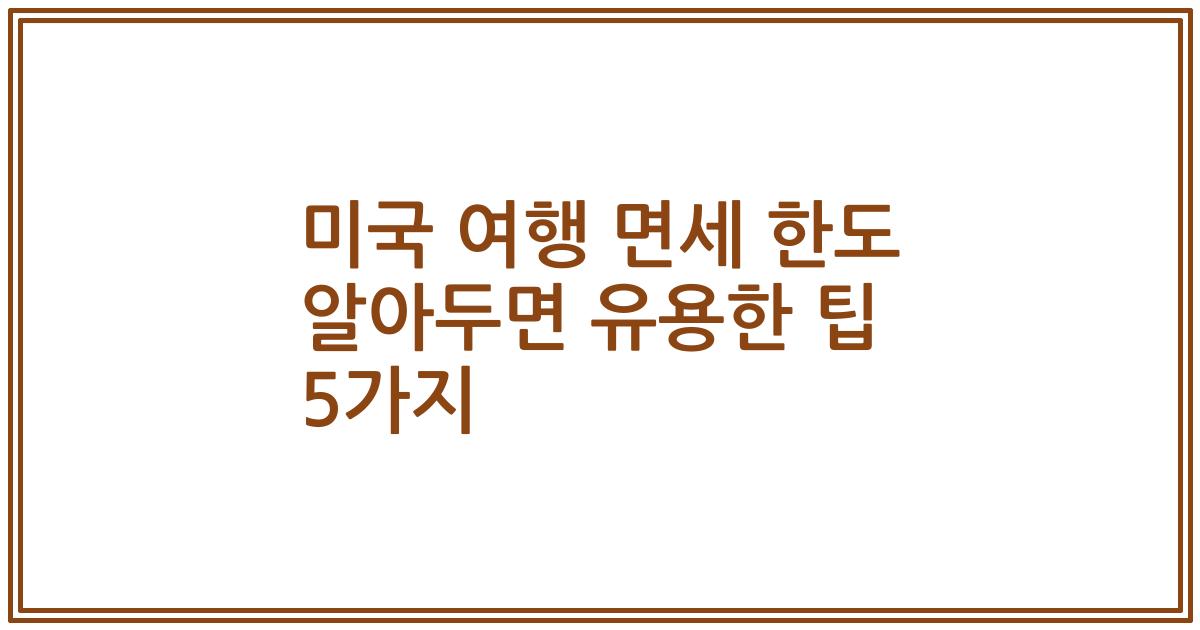 미국 여행 면세 한도 알아두면 유용한 팁 5가지