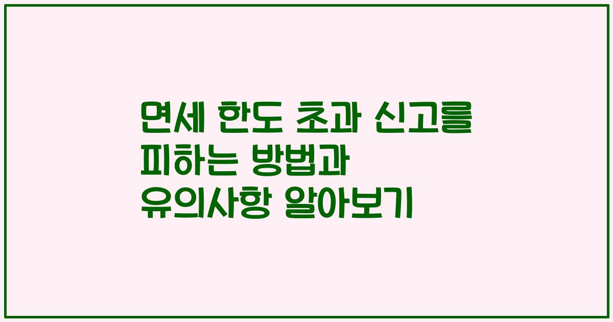 면세 한도 초과 신고를 피하는 방법과 유의사항 알아보기